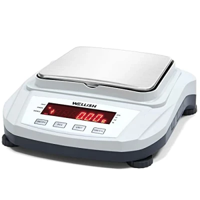 Immagine di WELLiSH Bilancia da Laboratorio di Precisione 2000g 0,01g Digitale Certificazione CE con Funzione Conteggio LCD Retroilluminato per Scolastico Farmacia