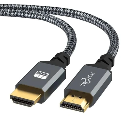 Immagine di Twozoh Cavo HDMI Lungo10M, Nylon Intrecciato Cavi Supporta 4K 60Hz HDR 2.0/1.4a, Video UHD 2160p, 1080p, 3D, compatibile PS5, PS3, PS4, PC, proiettore, TV/HDTV, Xbox