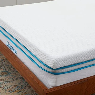 Immagine di Linenspa Topper Matrimoniale, alto 7 cm Correttore materasso in Memory Foam con Gel e fodera lavabile cerniera Oeko Tex 150 x 200