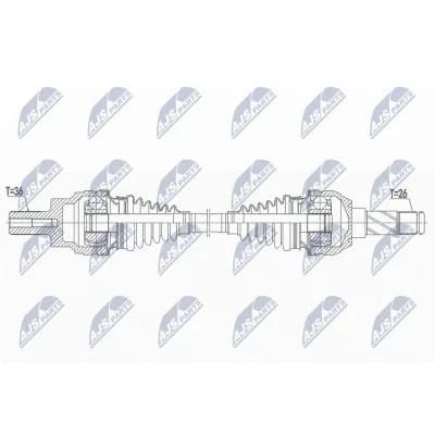 Immagine di NTY NPW VV 144 Albero motore / Semiasse Assale posteriore Dx, Sx 755mm Trasmissione automatica VOLVO: V70 2, XC70 I Cross Country