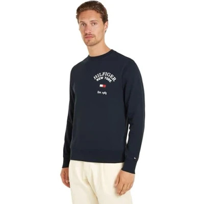 Immagine di Tommy Hilfiger Arched Varsity Felpa, Uomo, Taglia: Medium, Desert sky