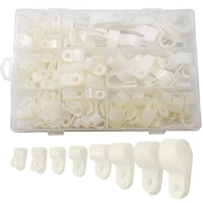 Immagine di CEEYSEE 160 Pezzi Fermacavi,R tipo Cavo Clip Fascetta Nylon P fermacavi 8 misure 1/8&quot;, 3/16&quot;, 1/4&quot;, 5/16&quot;, 3/8&quot;, 1/2&quot;, 5/8&quot;, 3/4&quot; Bianco
