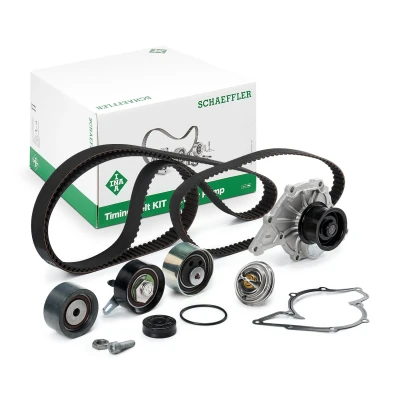 Immagine di INA 530 0416 31 pompa acqua + Kit Cinghia Distribuzione con termostato AUDI: A4 B6 Avant, A6 C5 Sedan, B7 Avant
