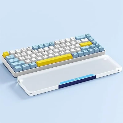 Immagine di Attack Shark 68 Tasti Poggiapolsi in Acrilico, Lega di Alluminio Trasparente, per Tastiera Meccanica da Gioco al 60%, Base Antiscivolo Supporto Polso Ergonomico Blu