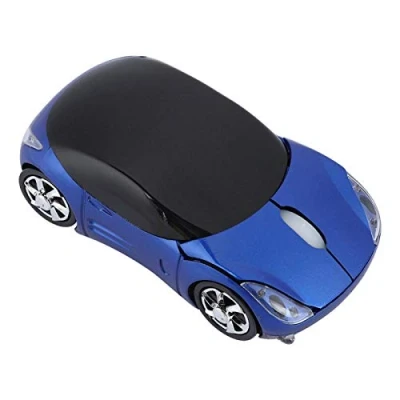 Immagine di Dpofirs mouse wireless per auto bambini, ottico 2.4G, a forma di 1600 DPI computer PC portatile Desktop (blu)
