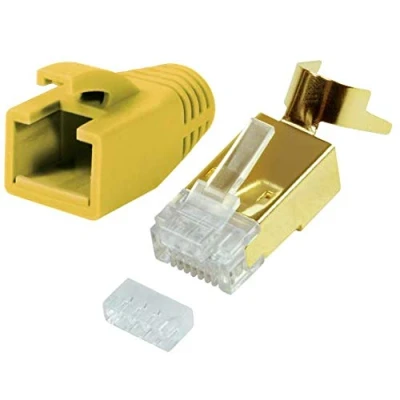 Immagine di Odedo Confezione da 10 connettori crimpati CAT 7 7A, 6A 8.1, cavo di posa fino a 8 mm 10GBit Gigabit Ethernet rigido, cavi flessibili 1.2 1.45 AWG 22 24 RJ45 giallo