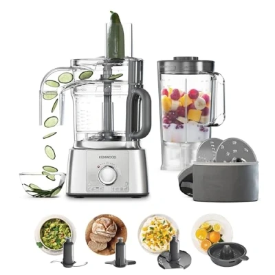 Immagine di Kenwood Robot da Cucina MultiPro Express FDP65.590SI con Ampia Gamma di Accessori, Ciotola Capacità 3 L, Potenza 1000 W, 2 Velocità Più Pulse, Argento