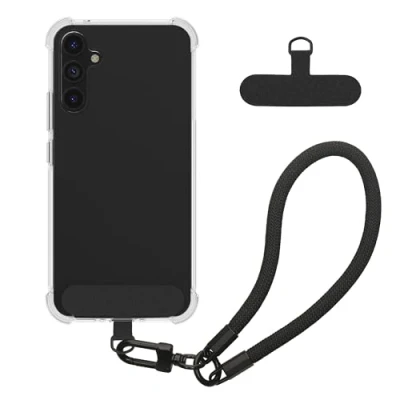 Immagine di kwmobile Cover Trasparente Compatibile con Samsung Galaxy A54 5G Custodia Cordino da Polso Staccabile Lungo 15 cm 2 Toppe di Fissaggio Montaggio Facile