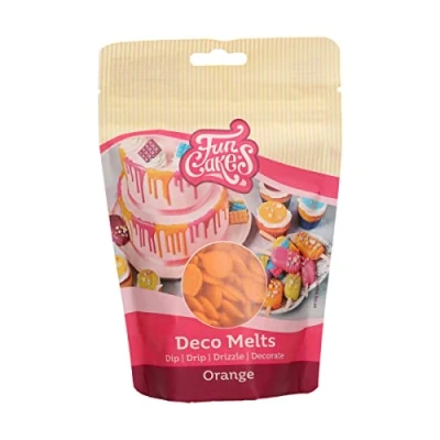 Immagine di FunCakes Deco Melts Arancione Inzuppate Sgocciolate, Spruzzate e Decorate! Sciogliere nel Microonde Versare in Ogni Stampo. Preparare Dolci, Decorare Torte, Biscotti Cupcake! 250 g