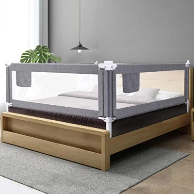 Immagine di Bambini letto Rails 140CM, Barriera per portatile neonati bambino/Altezza regolabile, Protezione di caduta Grigio,1pc