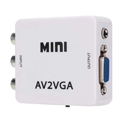 Immagine di Diyeeni Mini convertitore VGA a video, adattatore composito AV VGA, audio video per decoder TV (bianco)