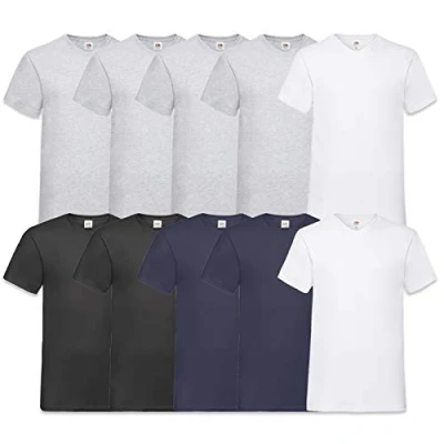 Immagine di Fruit of the Loom, T shirt da uomo con scollo a V Valueweight (confezione 10), 4grigio/2bianco ner2navy, XL