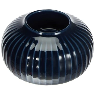 Immagine di Portacandele Kähler rotondo Ø10 cm Hammershøi design danese fatto a mano, blu
