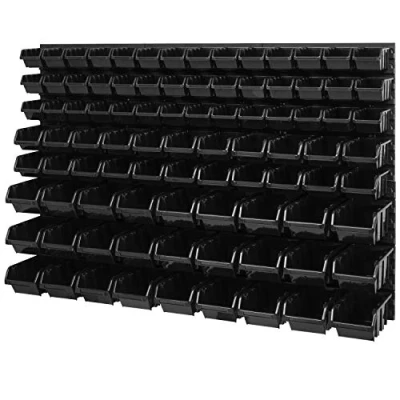 Immagine di PAFEN Sistema di stoccaggio da parete 1158 x 780 mm scatole impilabili Scaffalatura Set 3 tipi (nero)