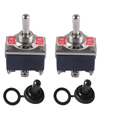 Immagine di Interruttore a Leva ON OFF 3 Posizioni 6 Pin DPDT 15A 250VAC / 20A 125VAC con Coperchio di Avviamento Impermeabile da Poweka (2 Set)