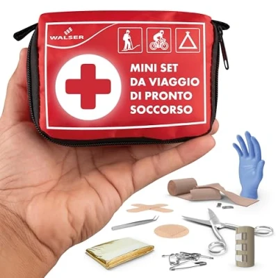 Immagine di WALSER Premium Mini kit di pronto soccorso 2025, emergenza impermeabile per esterni/campeggio/bici, da 31 pezzi, compatto esterni
