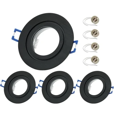 Immagine di 4x Sweet LED Cornice da incasso incl. portalampada GU10 faretti IP44 per il bagno, rotondi in alluminio Ø 84mm, nero