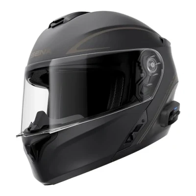 Immagine di Sena Outrush R Casco Modulare con tecnologia Bluetooth e sistema di comunicazione Intercom, R, Nero Opaco, M