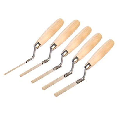 Immagine di Set di 5 cazzuole da dito: 6, 8, 10, 12, 14 mm, in acciaio inox, con manico legno.