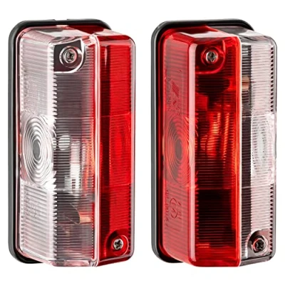 Immagine di AUTOLIGHT 24 Set di 2 luci posizione, rosso/bianco, fanali d’ingombro, posizione laterali, con lampadine, per camper, roulotte e rimorchi