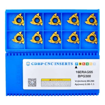 Immagine di CDBP Inserti di filettatura 16ER AG55 CNC Inserto IN Metallo Duro Tornio 3/8 AG55, 10 pezzi
