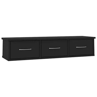Immagine di vidaXL Scaffale con Cassetti a Parete Robusto Salvaspazio Moderno Elegante Mobile Pensile Armadietto Nero 88x26x18,5 cm in Truciolato
