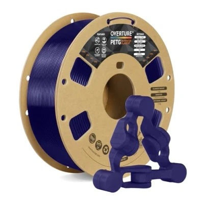 Immagine di OVERTURE Filamento PETG 1.75mm, 1kg Bobina(2.2lbs), Neatly Wound Durevole Filament per Stampante 3D, Precisione Dimensionale +/ 0.02 mm, 3D Printer (Blu Trasparente)