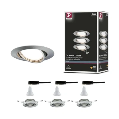 Immagine di Paulmann 93420 Base Lampada da incasso Kit 3 LED (monocolore) GU10 15 W Acciaio inox (spazzolato)