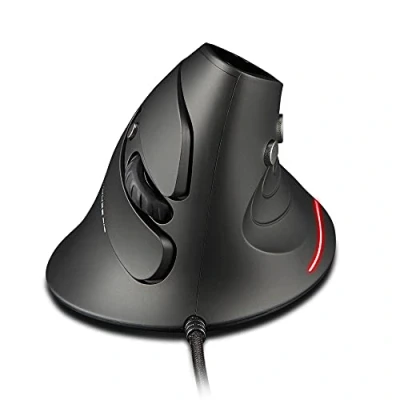 Immagine di Zelotes Mouse ergonomico verticale USB ottico con poggiapolsi 3200DPI ,6 tasti Vertical Ergonomic per PC, laptop, Nero