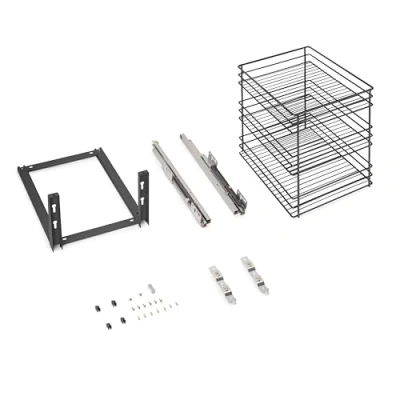 Immagine di Emuca Carrello estraibile Titane fissaggio inferiore, chiusura softt, per moduli di cucina 400mm, Acciaio, Grigio antracite