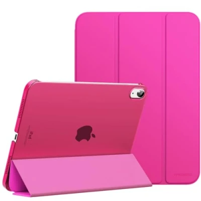 Immagine di MoKo Custodia Compatibile con iPad 10 Generazione 2022 10,9&quot;, Coperchio Tripieghevole, Retro Traslucido in Pelle PU e PC, Auto Riattivazione Standb, Pitaya Rosso