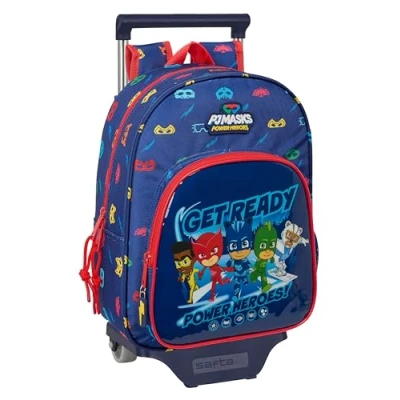 Immagine di Safta PJMASKS READY Zaino per bambini con carrello 705, ideale di diverse età, comodo e versatile, qualità resistenza, 26 x 11 34 cm, colore Blu navy, Estándar, Casual