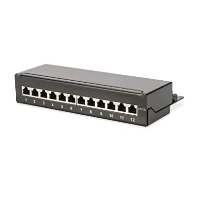 Immagine di Digitus DN 91612SD EA 12 Porte Patchbox di rete 483 mm (19) CAT 6A 1 U Nero (RAL 9005)