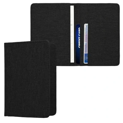 Immagine di kwmobile Custodia per Libretto Circolazione Auto in Tessuto Cover Portalibretto con Scomparti Tessere Patente Foderina Porta Documenti Nero