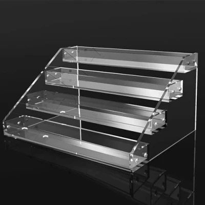 Immagine di Feelhap Alzate per Espositori, Espositore Trasparente a 4 Ripiani Display Acrilico Riser Acrilici Espositori Pops Figure Personaggi Cupcake Profumi Cosmetici