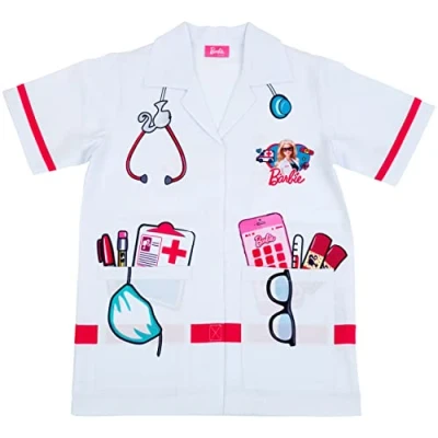 Immagine di Theo Klein 4117 Barbie camice da medico Taglia unica Incl. smartphone a batteria, mascherina e occhiali Lunghezza: circa 62 cm Giocattolo per bambini dai 3 ai 6 anni