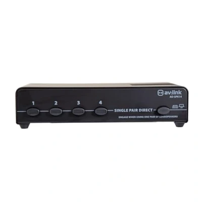 Immagine di AV Link Selettore interruttore altoparlante a 4 vie Una scatola di commutazione splitter audio per un massimo coppie altoparlanti stereo da singolo amplificatore 140 W max canale