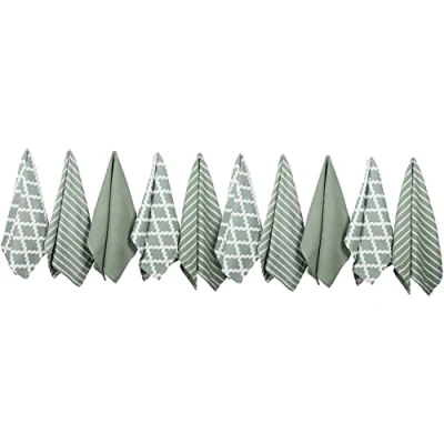 Immagine di Penguin Home Premium Strofinaccio da cucina in puro cotone 100%, set di 10 asciugamani cucina, morbidi e resistenti, lavabile lavatrice, 65 x 45 cm, colore salvia