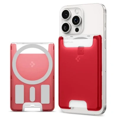 Immagine di Spigen Classic C1 MagFit Portafoglio (3 carte) MagSafe Wallet Magnetico Portacarte Compatibile con iPhone 16/15/14/13/12 Modelle, Accessori Ruby