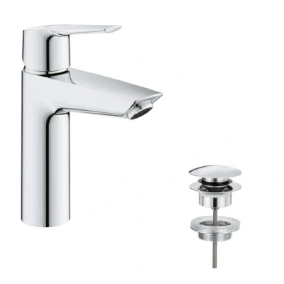 Immagine di Grohe QUICKFIX Start Miscelatore Monocomando per Lavabo, Taglia M, Finitura Cromata, Strumento di Installazione Incluso