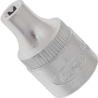 Immagine di Vigor V2725N Inserto per chiave a bussola Torx, larghezza E5, attacco quadrato da 3/8&quot;, profilo E, lunghezza 28 mm, strumento lavori di precisione