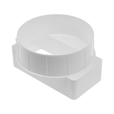 Immagine di Vent Systems Connettore per canale rotondo rettangolare da 110 x 55 mm a diametro di 100 ingresso tubo orizzontale corto, giunto uscita riscaldamento, raffreddamento, attacco