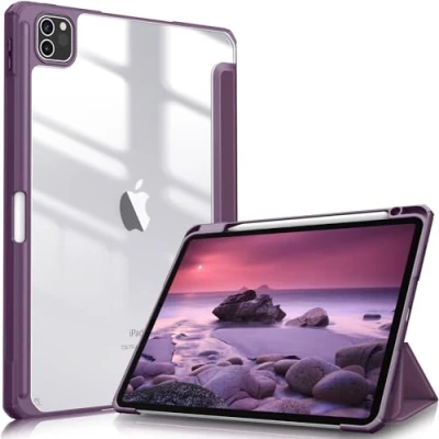 Immagine di FINTIE Custodia per iPad Pro 11&quot; 2022/2021/2020/2018 (4ª/3ª/2ª/1ª Generazione) con Pencil Holder, Antiurto Sottile Leggero Posteriore Trasparente Cover Case, Viola