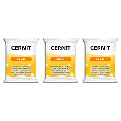 Immagine di CERNIT CE0860056085C Pane di Pasta polimerica PEARL modellabile da cuocere, colore bianco perlato, blocco 56 g