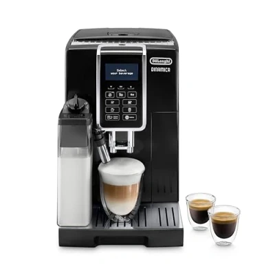 Immagine di De&#039;Longhi Perfetto Dinamica ECAM350.55.B, Macchina da Caffè Automatica, Chicchi macinati al momento, Caraffa Montalatte Automatica per Cappuccino, 4 Bevande One Touch, Spegnimento Programmabile, Nero