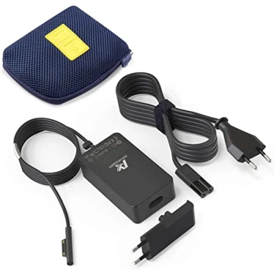 Immagine di Surface Pro Alimentatore di rete per laptop, 65 W, 15 V, 4 A, Microsoft 10/9/8/X/7/6/5/4/3, Laptop 6/5/Studio/4/Go/3/2, Go 3/2/1, Book e cavo alimentazione