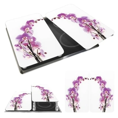 Immagine di WENKO Coprifornelli vetro Universale Orchidea set 2 pezzi pezzi, per tutti i tipi di piani cottura Multicolore