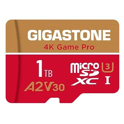 Immagine di [5 Anni Recupero Dati Gratuito] GIGASTONE 1 TB Scheda di Memoria, Game Pro MAX, Velocità fino a 150/140 MB/s, per Nintendo Switch, Steam Deck, 4K Video, A2 V30 U3 MicroSDXC con Adattatore