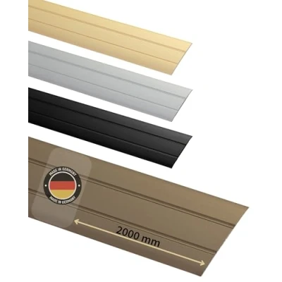 Immagine di Gedotec Profilo di Transizione in Alluminio Binario Autoadesivo Piatto Larghezza 37 mm Alu Bronzo anodizzato Listello Copertura 200 cm 1 Pezzo