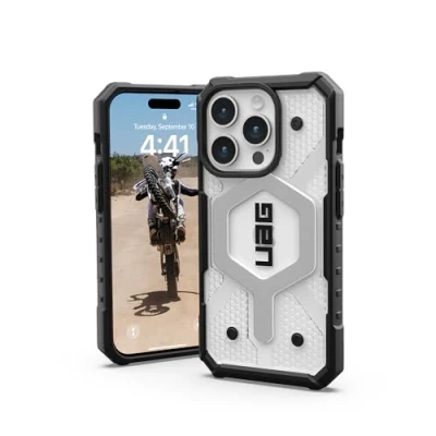 Immagine di Urban Armor Gear Pathfinder MagSafe Backcover per cellulare Apple iPhone 15 Pro Ghiaccio, Trasparente